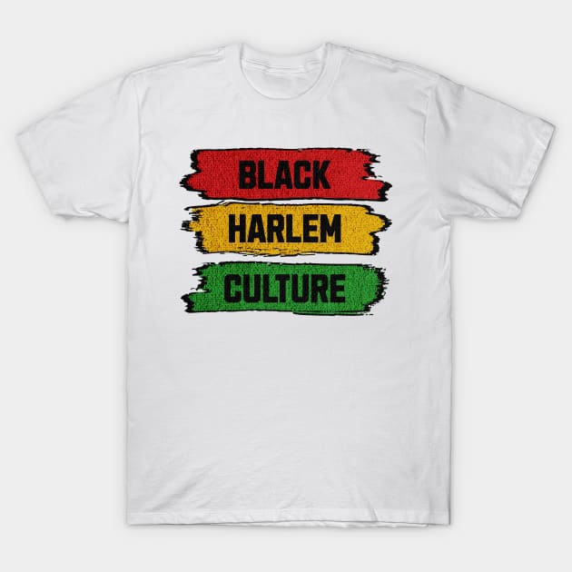 Express Your Pride: Black Harlem Culture In A Red, Gold, And Green Strips T-Shirt by Harlems Gee